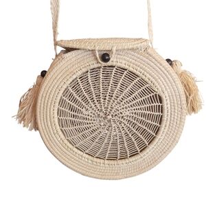 Straw Round Purse Circle Summer